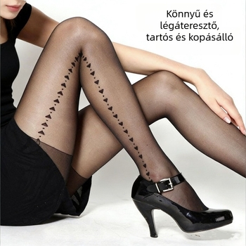 Női szívmintás harisnya, ultra vékony 20D jacquard, szexi anti-gubancolás a karcsú vonalért