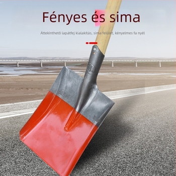 Mangánacélból készült tűzoltó ásó, hegyes négyszögletes fejjel, földásásra, virágültetésre és kertészkedésre, kültéri használatra