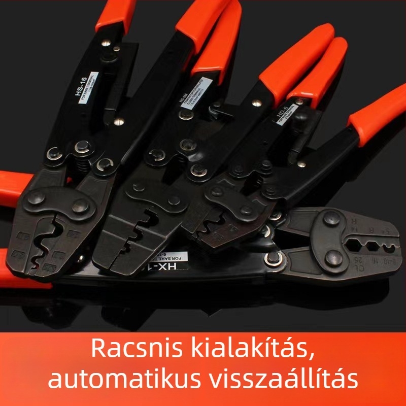 Kimuzi krimpelőfogó terminálokhoz és vezetékekhez, rácsos mechanizmus, munkaerő-megtakarító eszköz