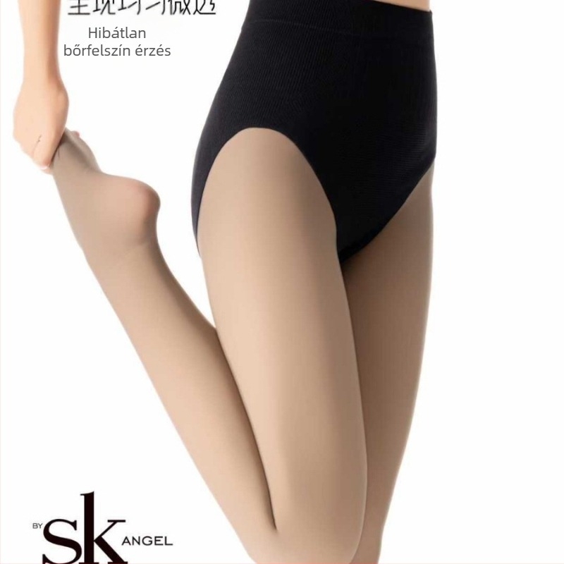 SK7321 Fekete fleece-béléssel béléses harisnya, 200 g, meleg őszi-téli szezonra, fin és átlátszó hatású, lábfejes