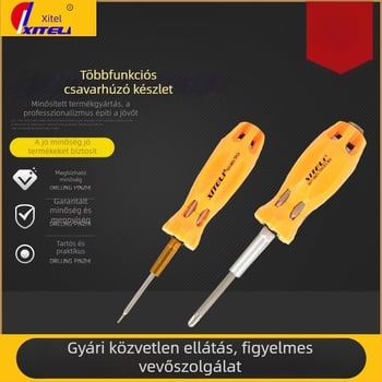 8 az 1-ben mágneses csavarhúzó készlet – acélból készült sokoldalú eszköz beépített keresztfejű és lapos fejű bitekkel, metrikus méretek