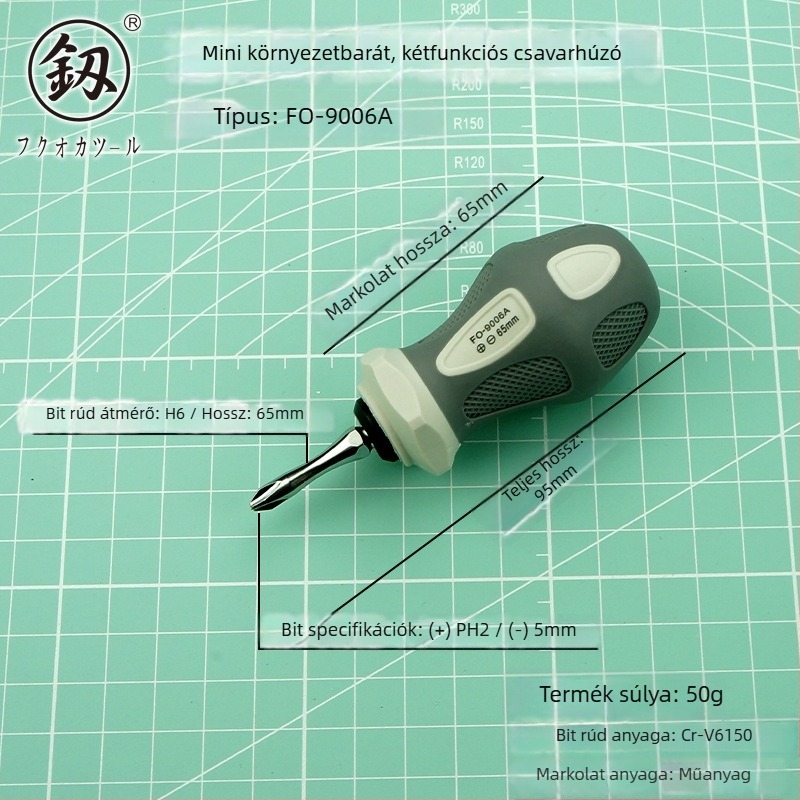 Mini mágneses csavarhúzó Phillips- és lapos fejjel, kis méretű FO-9006A