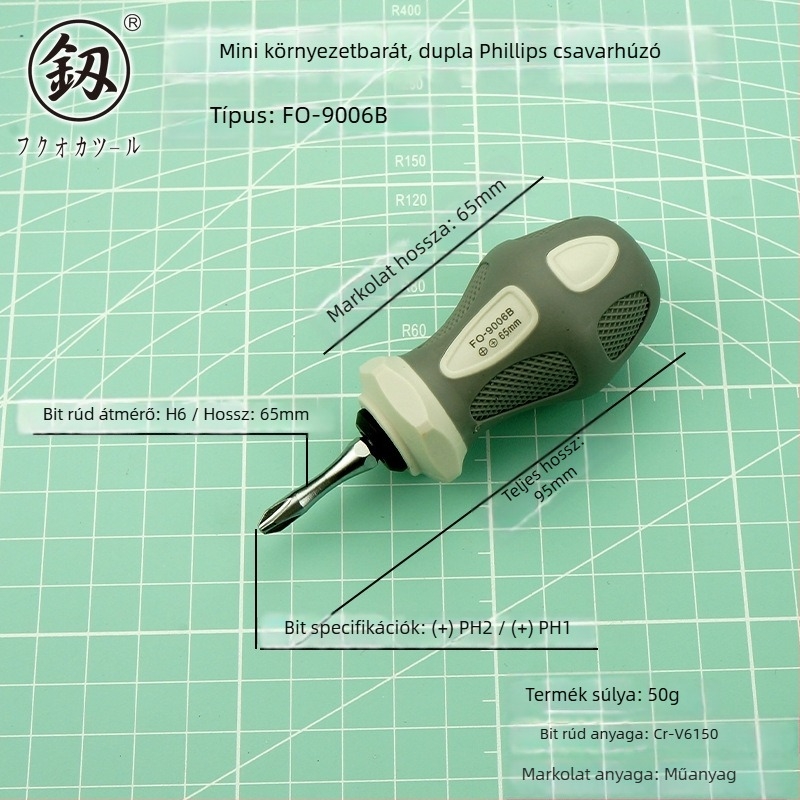 Mini mágneses csavarhúzó Phillips- és lapos fejjel, kis méretű FO-9006A