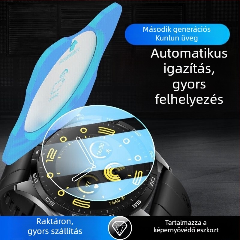 Huawei Watch GT5/GT6 kijelzővédő üveg, teljes fedés, HD, anti-ujjlenyomat, önjavító