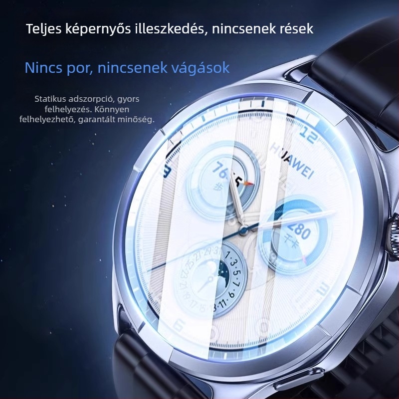 Huawei Watch GT5/GT6 kijelzővédő üveg, teljes fedés, HD, anti-ujjlenyomat, önjavító