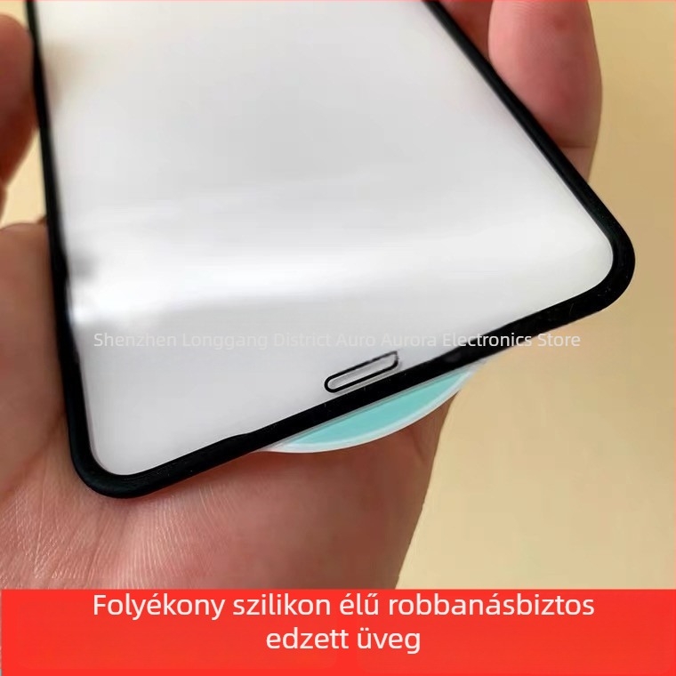 iPhone 17-hez készült edzett üveg kijelzővédő fólia folyékony szilikon éllel és légzsákkal, ütésálló