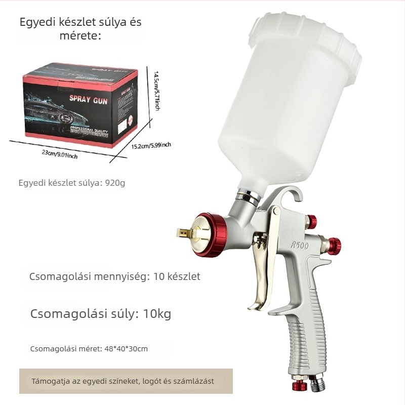 R500 Nagy Atomizációjú Spraypisztoly Autó- és Bútorfelületekhez – Topcoat és Clearcoat