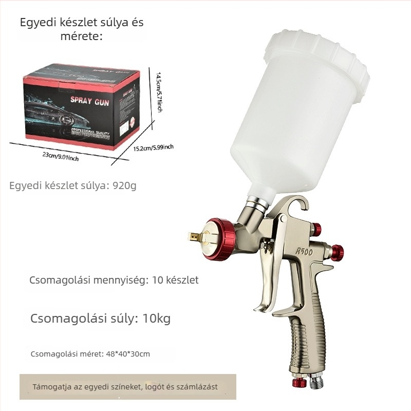 R500 Nagy Atomizációjú Spraypisztoly Autó- és Bútorfelületekhez – Topcoat és Clearcoat