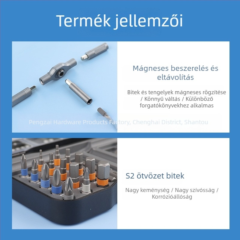 34-in-1 többfunkciós kattintós csavarhúzó készlet, 24-in-1 magas keménységű bitekkel, S2 acélból, otthoni használatra