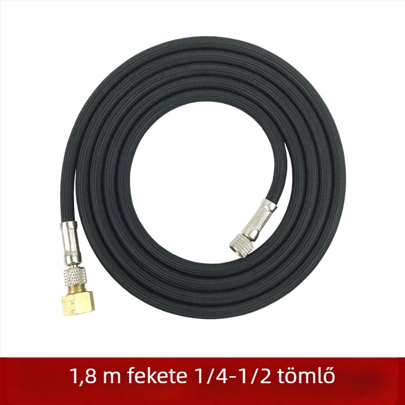 Megerősített tömlő festékpisztoly és kompresszor összekapcsolásához, 1,8 m hosszú, 1/8in és 1/4in csatlakozók