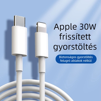 Apple iPhone 14/11/12/13 PD gyorstöltésű adatkábel – Lightning, 0,5–1 m, fehér, TPE, 20W PD