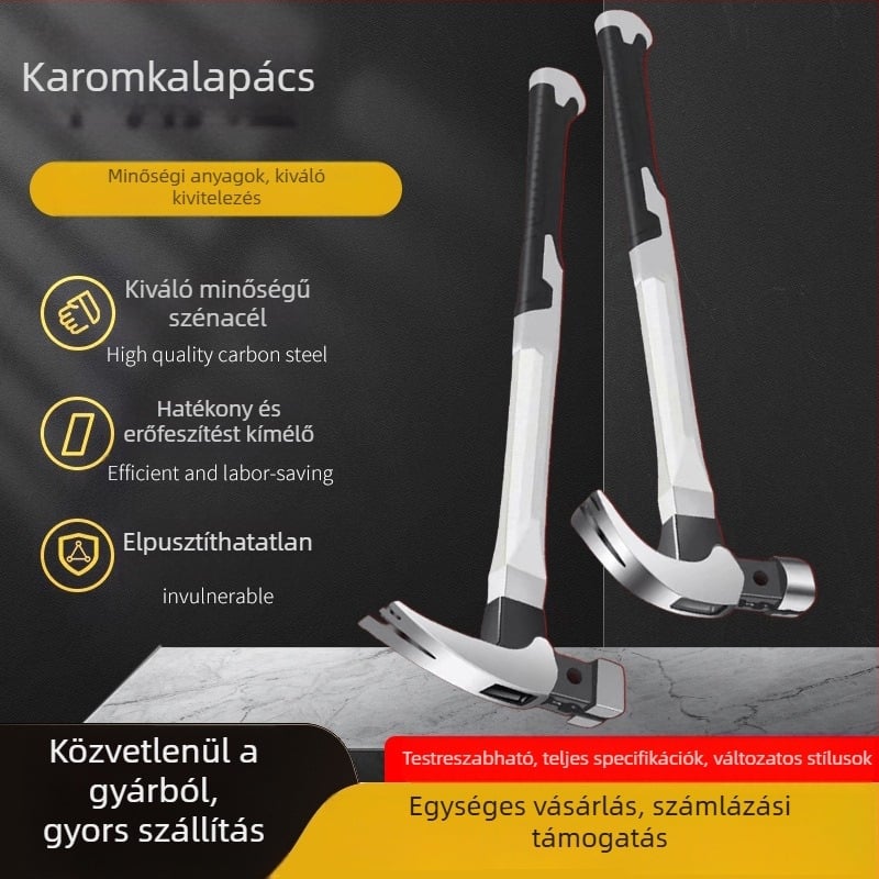 Fogókalapács mágneses fejjel, magas széntartalmú acélból, szögkihúzóval, robbanásbiztos