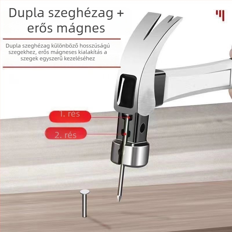 Fogókalapács mágneses fejjel, magas széntartalmú acélból, szögkihúzóval, robbanásbiztos