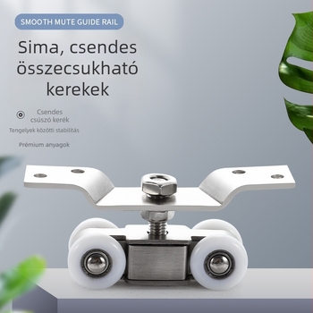 Összecsukható rozsdamentes acél ajtó- és ablakrollerök, tolóajtó sínek, belső és külső függő kerekek, faajtókhoz, csendes nylon univerzális kerekek
