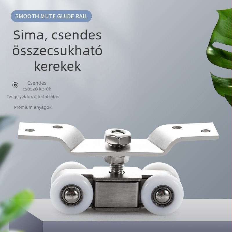 Összecsukható rozsdamentes acél ajtó- és ablakrollerök, tolóajtó sínek, belső és külső függő kerekek, faajtókhoz, csendes nylon univerzális kerekek