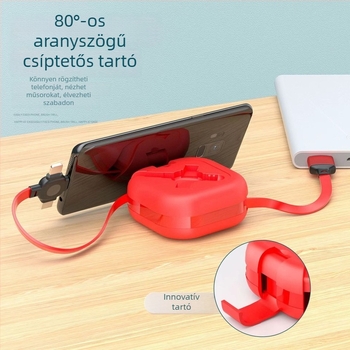 Macaron telefonállvány és 3-in-1 töltőkábel Apple, USB-C és Android számára, 1 m hosszú, gyors töltés