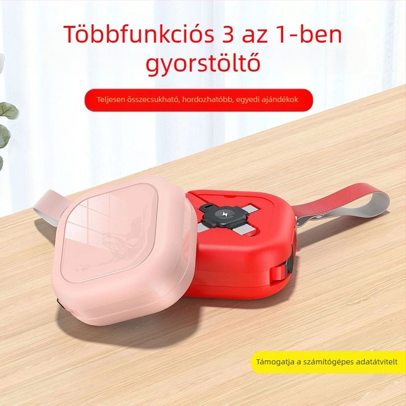 Macaron telefonállvány és 3-in-1 töltőkábel Apple, USB-C és Android számára, 1 m hosszú, gyors töltés
