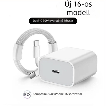 Apple iPhone 16 PD gyors töltéshez – töltő, USB-C kábel és adatkábel, töltőfej készlet