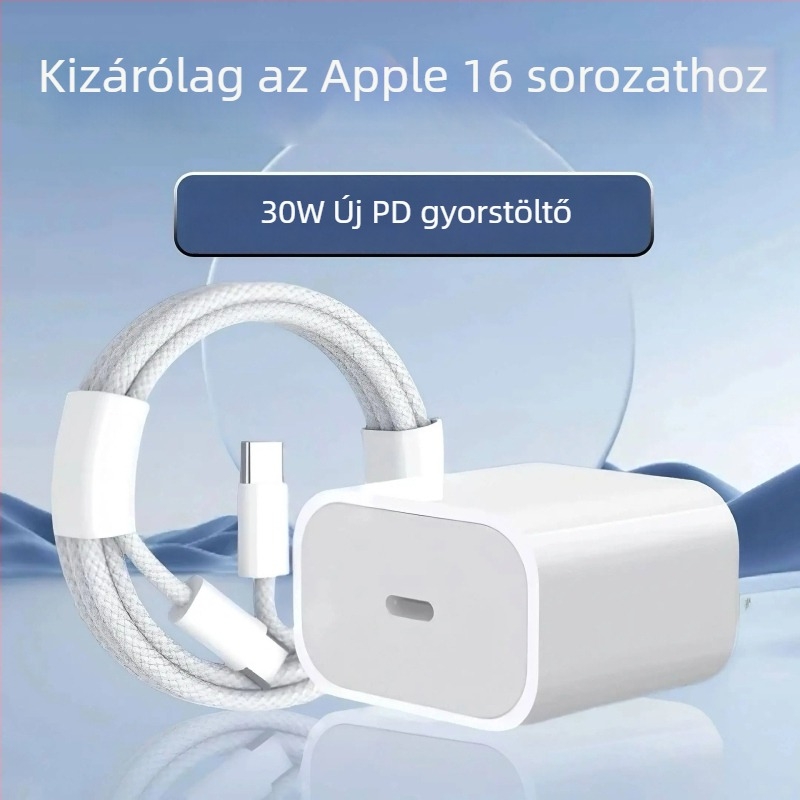 Apple iPhone 16 PD gyors töltéshez – töltő, USB-C kábel és adatkábel, töltőfej készlet