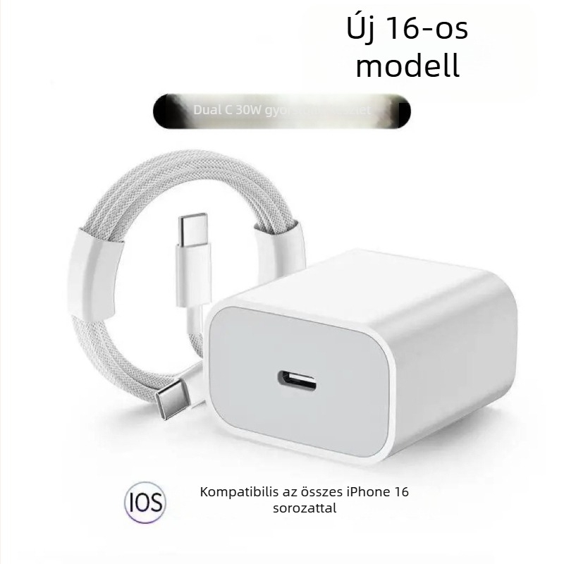 Apple iPhone 16 PD gyors töltéshez – töltő, USB-C kábel és adatkábel, töltőfej készlet