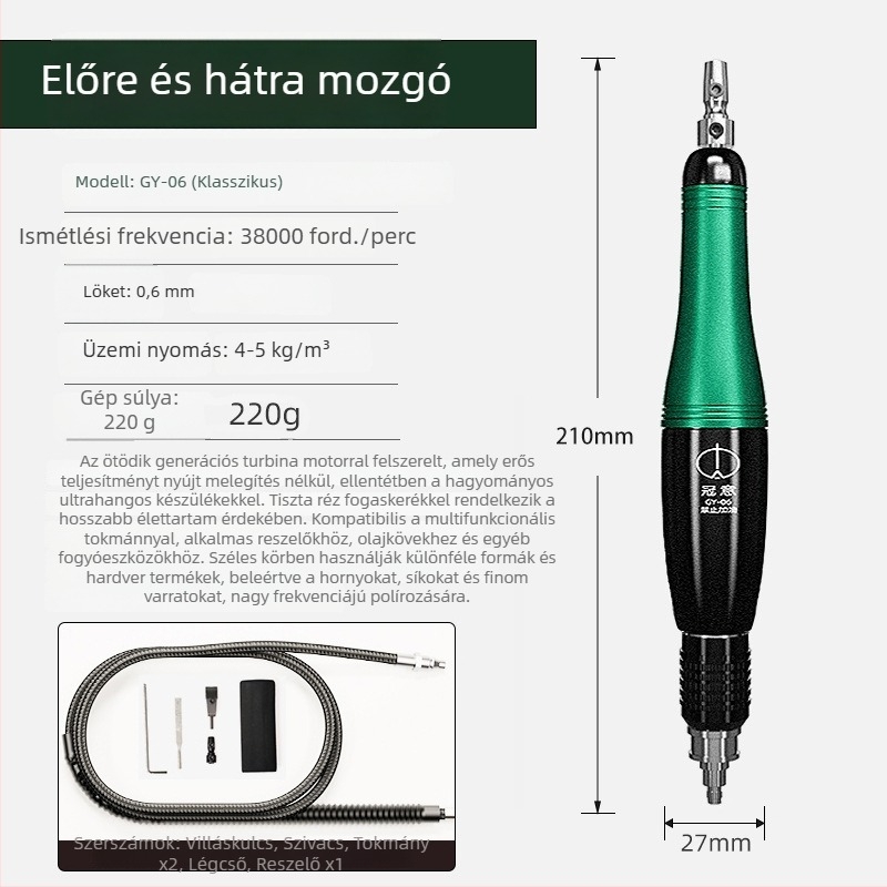 Crown Meaning Pneumatikus ultrahangos reszelőgép polírozó eszközzel – balra–jobbra lengő ismétlődő mozgás