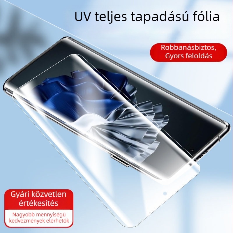 Huawei P60 Pro és P60 Art számára privát képernyővédő – edzett üveg, teljes ragasztás, UV-kötéses film