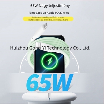 PD65W szilikon USB-C adatkábel, gyors töltés, 0,5–1 m, sárga, Apple iPhone 17, Huawei és Xiaomi számára