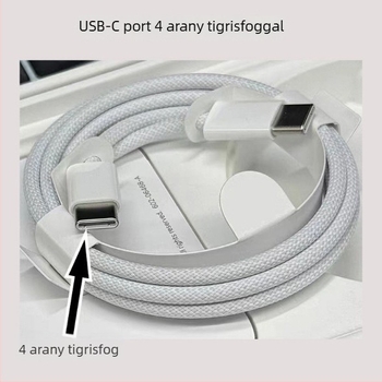 Okami USB-C textilhálós kábel, kétfejű, USB-C–USB-C, PD gyors töltés