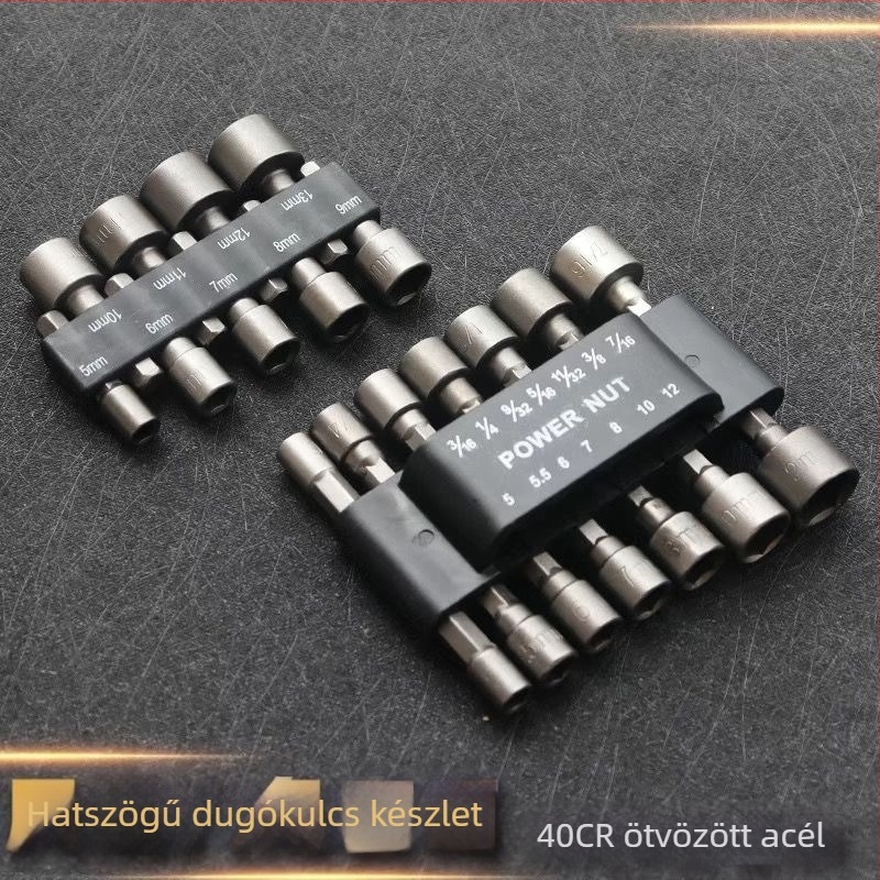 Mágnesmentes hatszögletű nyelező készlet elektromos szerszámokhoz, 9 és 14 darabos, metrikus és inch