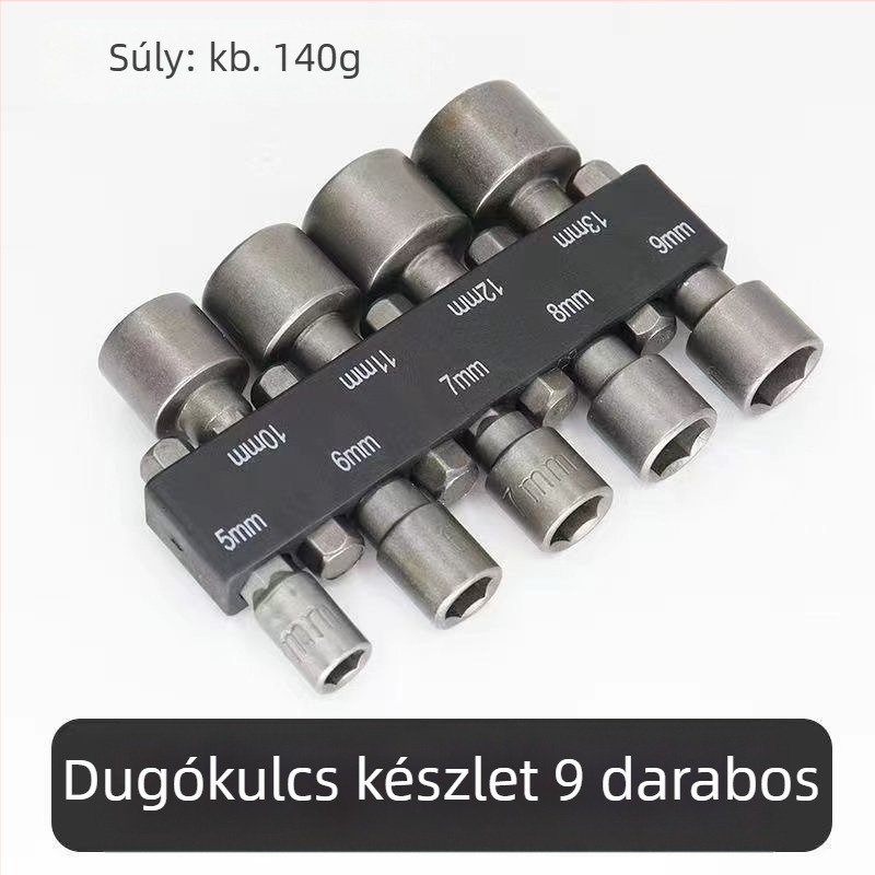 Mágnesmentes hatszögletű nyelező készlet elektromos szerszámokhoz, 9 és 14 darabos, metrikus és inch