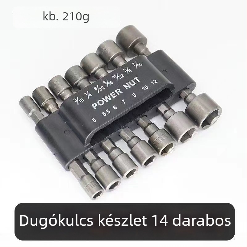 Mágnesmentes hatszögletű nyelező készlet elektromos szerszámokhoz, 9 és 14 darabos, metrikus és inch