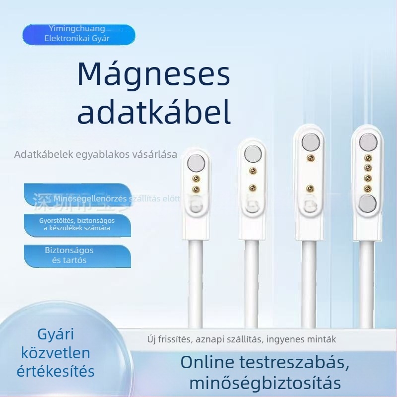 Univerzális mágneses 4-tűs adatkábel gyermekek okos karkötőjéhez/órájához, 60 cm, kompatibil szépségápolási eszközökkel
