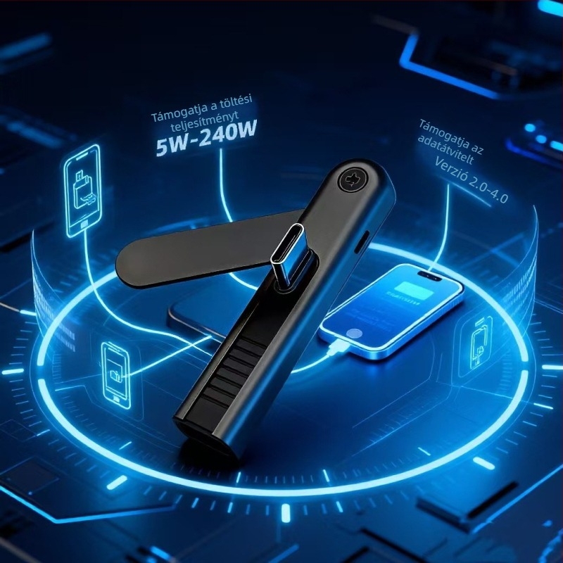 240W gyors töltésű telefon tartó, adatkábel-adapterrel Type-C-hoz Apple és Huawei készülékekhez