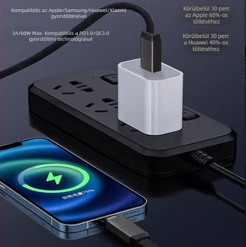 Mágneses négy az egyben nyakpántos adatkábel iPhone 15-höz és Huawei-hez – USB gyorstöltés Tepyc-C