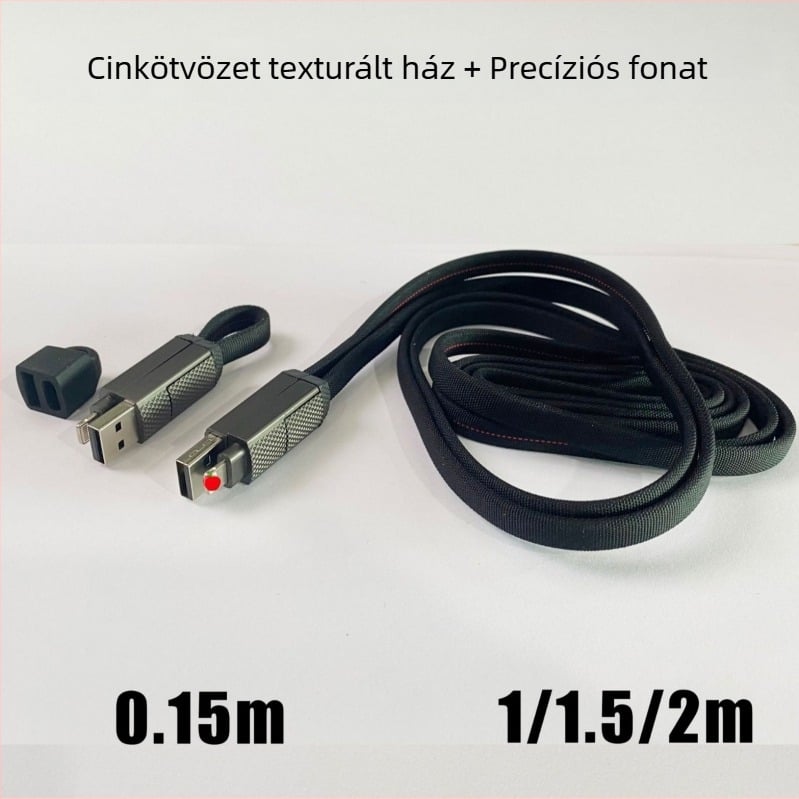 Mágneses négy az egyben nyakpántos adatkábel iPhone 15-höz és Huawei-hez – USB gyorstöltés Tepyc-C