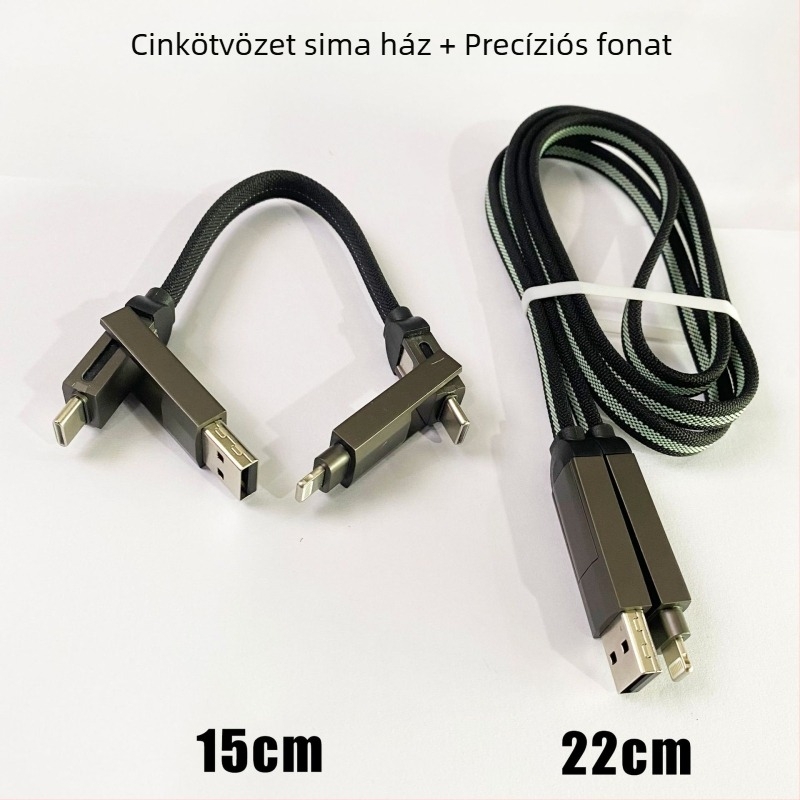 Mágneses négy az egyben nyakpántos adatkábel iPhone 15-höz és Huawei-hez – USB gyorstöltés Tepyc-C