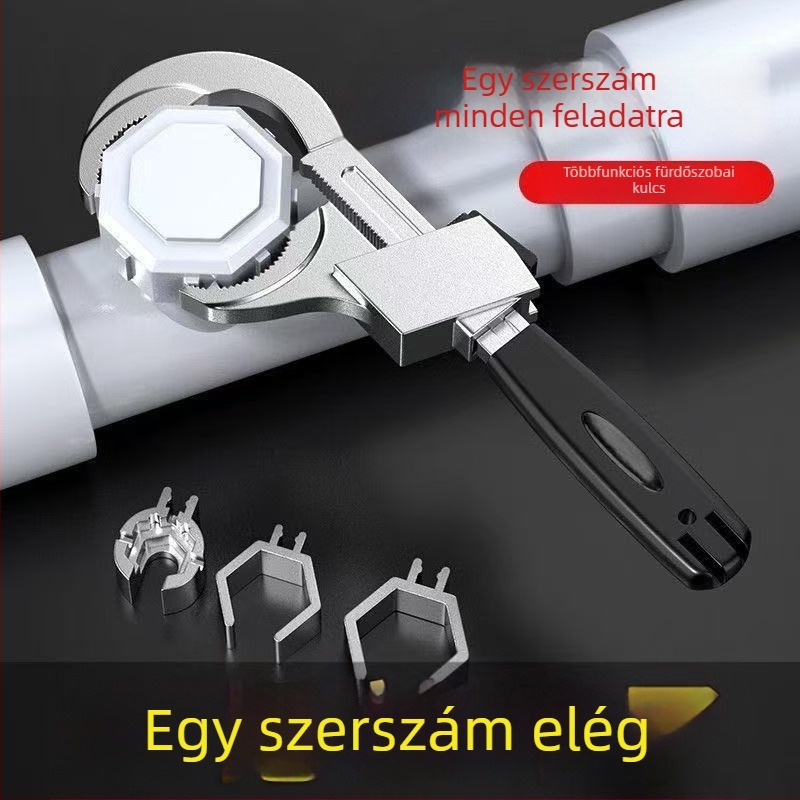 Új alumíniumötvözetű fürdőszobai kulcs nagy nyílású mosogatóhoz, mozgatható szerelőeszköz, többfunkciós mozgó harapólemez