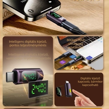 USB4.0 V2.0 teljes funkciójú vizuális kapcsoló digitális kijelzővel, adapter, 240 W PD gyors töltés, 80 g