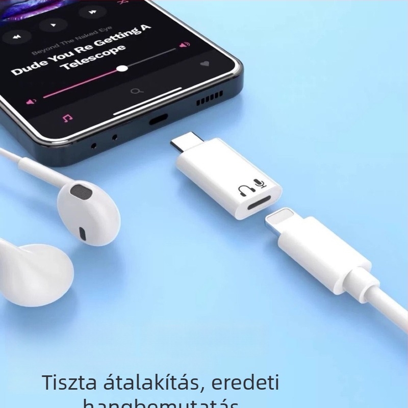 USB-C–Lightning fejhallgató adapter okostelefonokhoz és táblagépekhez – zenehallgatás és hívások Apple eszközökhöz