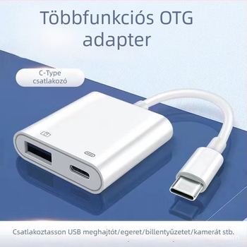Type-C OTG 2-in-1 töltés és adatátvitel adapter okostelefonokhoz és tabletekhez