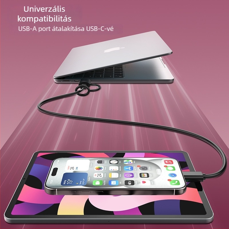 OTG USB-C 3.0 adapter, USB-A női → USB-C férfi, 5 Gbps gyors adatátvitel és töltés