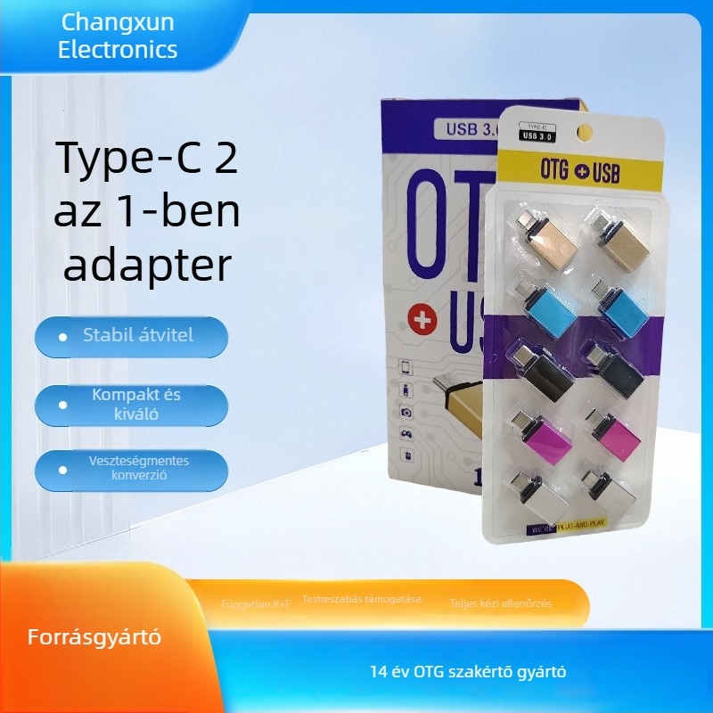 OTG adapter USB 2.0-ról USB-C 3.0-ra konverter mobiltelefonhoz és USB meghajtóhoz