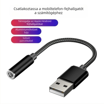 USB külső Hi-Fi hangkártya számítógéphez 3,5 mm-es csatlakozóval – 2 az 1-ben digitális audió adapter fejhallgatókhoz