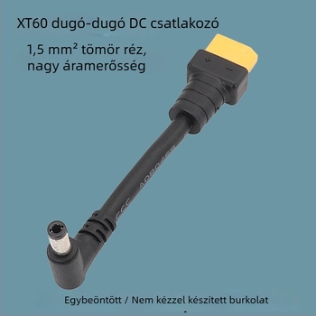 DC5525–XT60 férfi bővítőkábel, nagy áramhoz, rézvezető, hossz 1–2 m, keresztszög 0,25/0,5/1/1 mm²