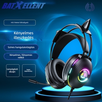 H83 Vezetékes gamer headset mikrofonnal, dupla 3.5 mm csatlakozóval, PC-hez, erőteljes basszus