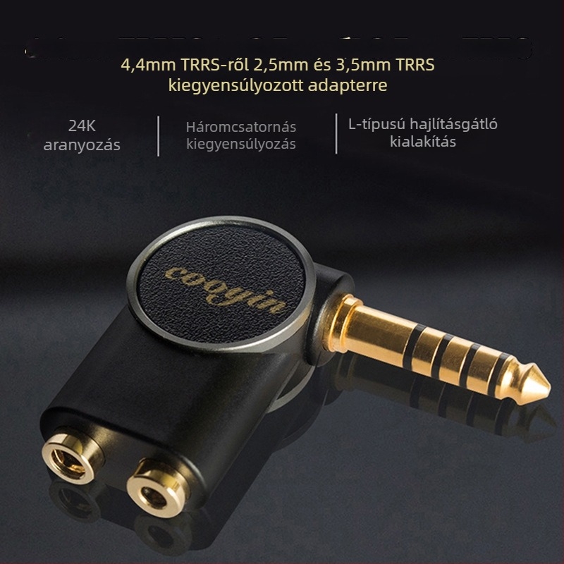 cooyin háromterminálás kiegyensúlyozott adapter, 4.4 mm-es kiegyensúlyozott férfi bemenet, 2.5/3.5 mm-es professzionális női aranyozott csatlakozó
