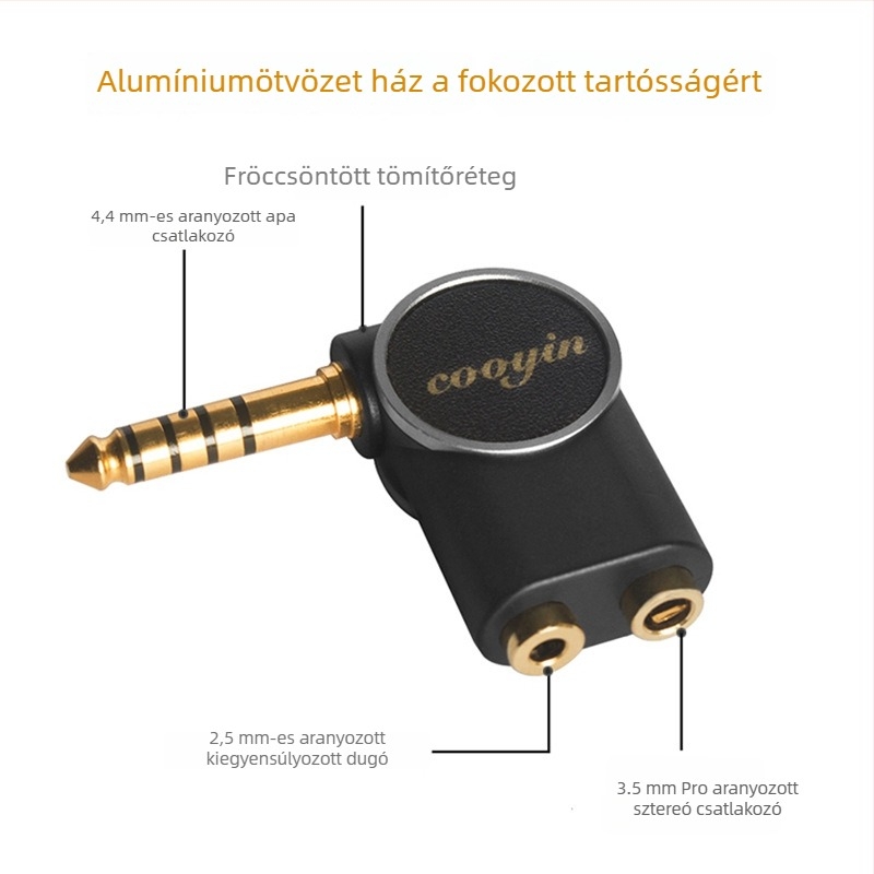 cooyin háromterminálás kiegyensúlyozott adapter, 4.4 mm-es kiegyensúlyozott férfi bemenet, 2.5/3.5 mm-es professzionális női aranyozott csatlakozó