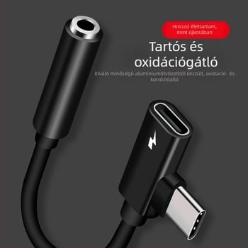 USB-C 2-in-1 audio- és töltés adapter Apple eszközökhöz, 3,5 mm jack-kel
