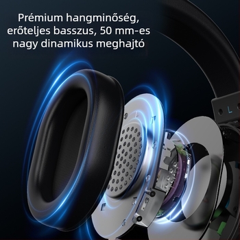 G08 vezetékes gaming fejhallgató ENC zajcsökkentéssel PC-hez, over-ear, USB, 50 mm hangszóróval