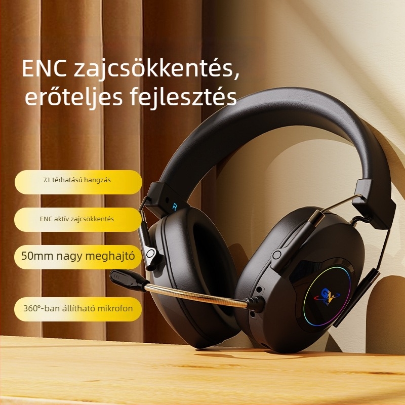 G08 vezetékes gaming fejhallgató ENC zajcsökkentéssel PC-hez, over-ear, USB, 50 mm hangszóróval